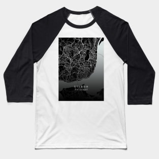 Lisbon Portugal City Map dark Baseball T-Shirt